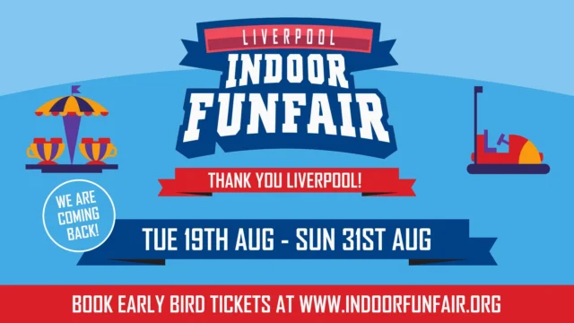 🎠🎡 #liverpool You Have Been Unbelievable !🎡🎠

THANK YOU to everyone who made it down to the Exhibition Centre Liverpool this Easter! We hope you all enjoyed yourselves! 

We will be BACK - TUE 19th AUG - SUN 31st AUG

We are going to be busy in 2025 so make sure to follow us and sign up to our newsletter for updates!