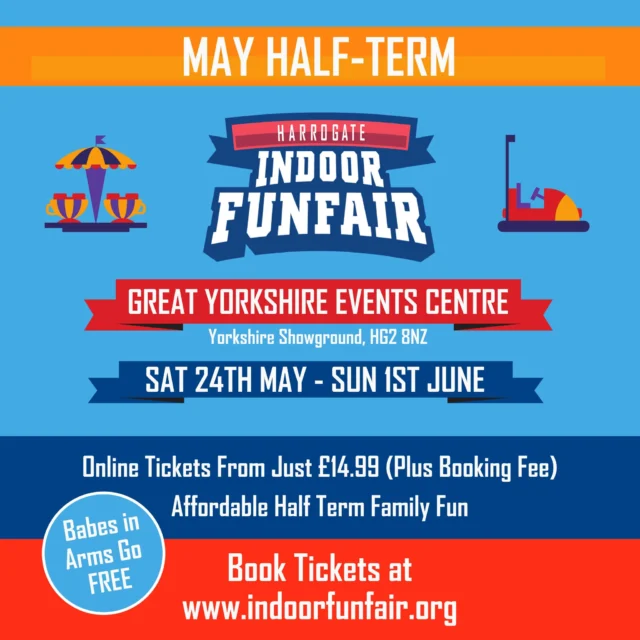 #harrogate - WE ARE COMING BACK!🤩

We will return to the Yorkshire Event Centre during the May half-term for a week full of affordable family fun! The earlier you BOOK the cheaper it is - BOOK NOW at https://indoorfunfair.org/tickets/harrogate/

TAG someone and let them know when we are back in Harrogate...